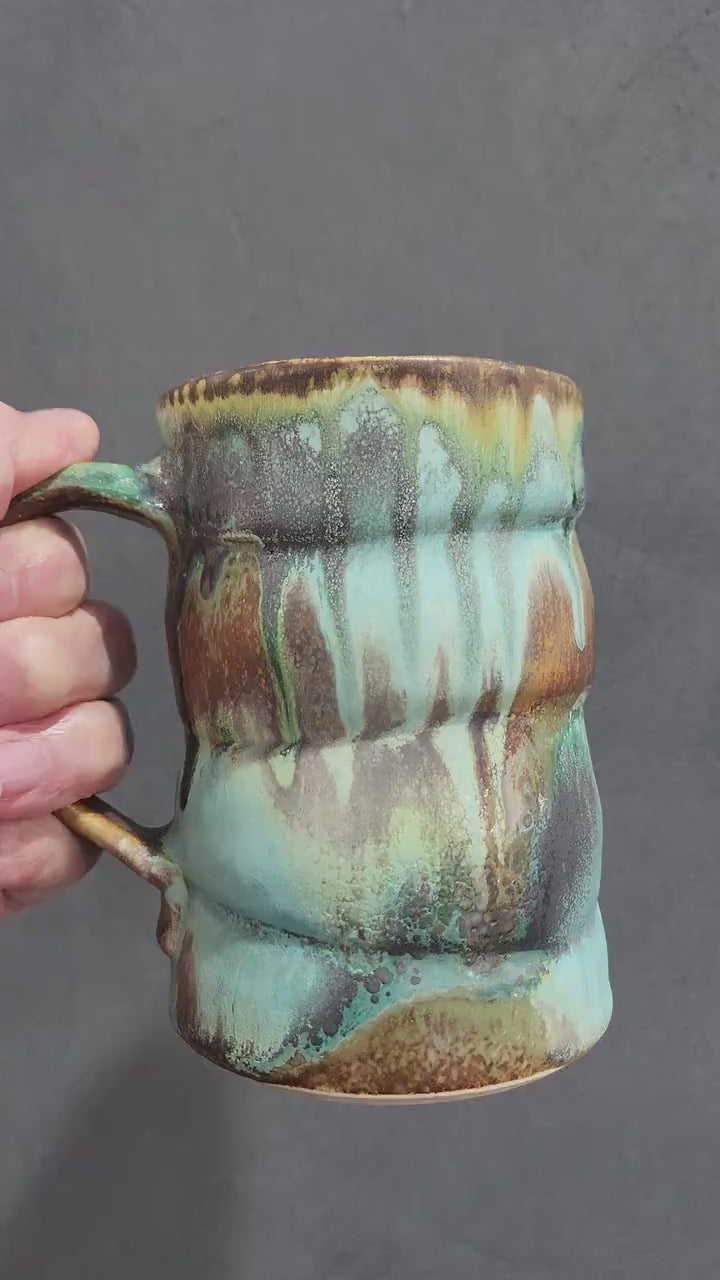 Handmade Pottery Mug 350ml, Ceramic Coffee Mug, Red Brown Interior