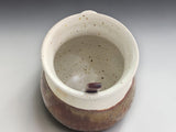 Rustic ceramic salt pig with glossy cream interior