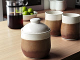 Handmade ceramic jar with speckled cream and red-brown layered glaze – Melbourne pottery