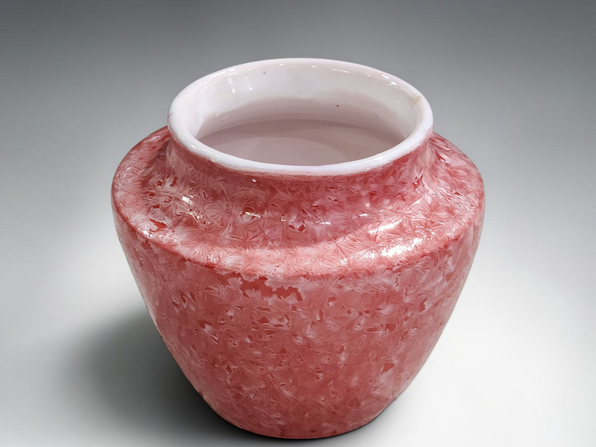 Handmade Australian porcelain vase with white crystal glaze