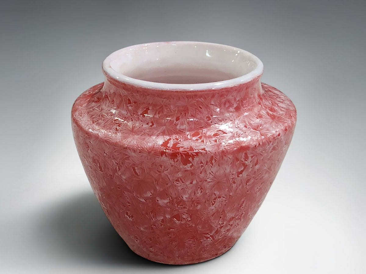 Red porcelain decorative vessel from Buxton Pottery Crystalline Collection