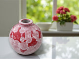 Handmade red crystalline bud vase with glossy finish