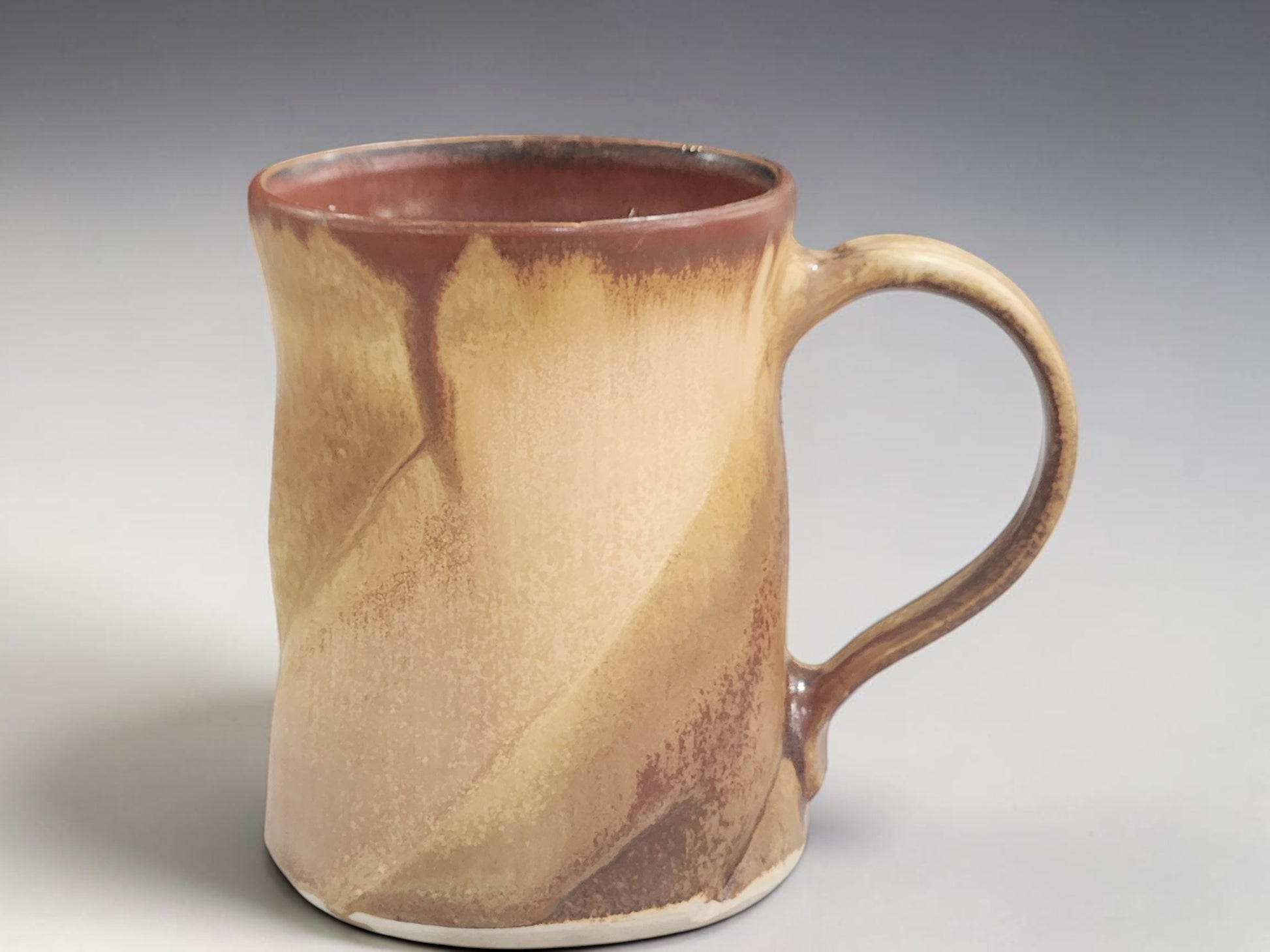 Handmade ceramic coffee mug 350ml in Bush Creek Earth glaze front view