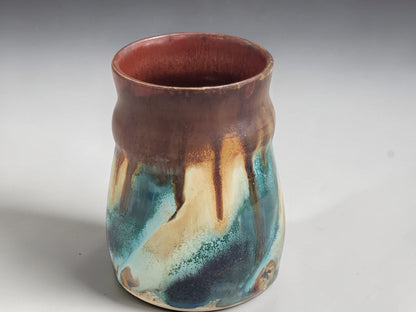 Front view of Australian handmade pottery mug inspired by bush creek landscapes