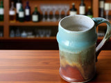 Handmade Ceramic Beer Stein – 500ml Stoneware Mug with Green & Red-Brown Glaze - Buxton Pottery