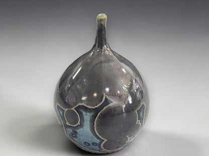 Sculptural handmade pottery bud vase with cosmic glaze