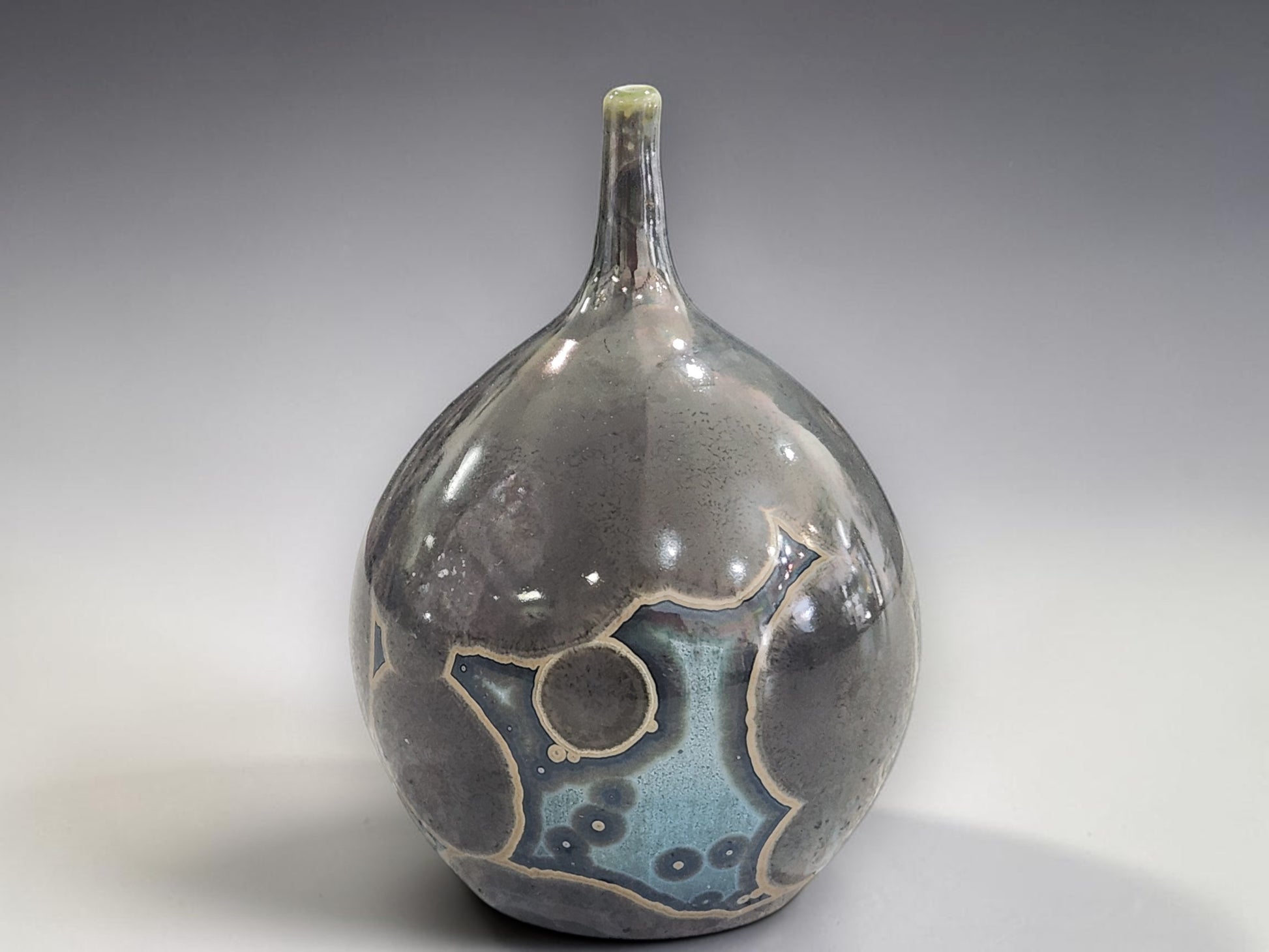Contemporary crystalline ceramic vase with galaxy glaze finish