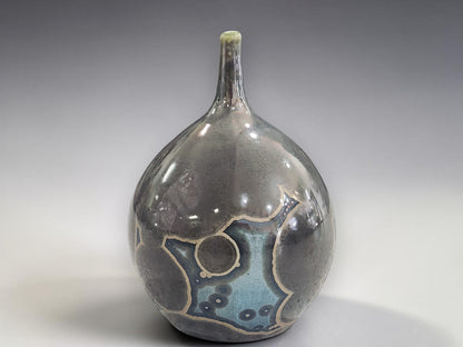 Contemporary crystalline ceramic vase with galaxy glaze finish