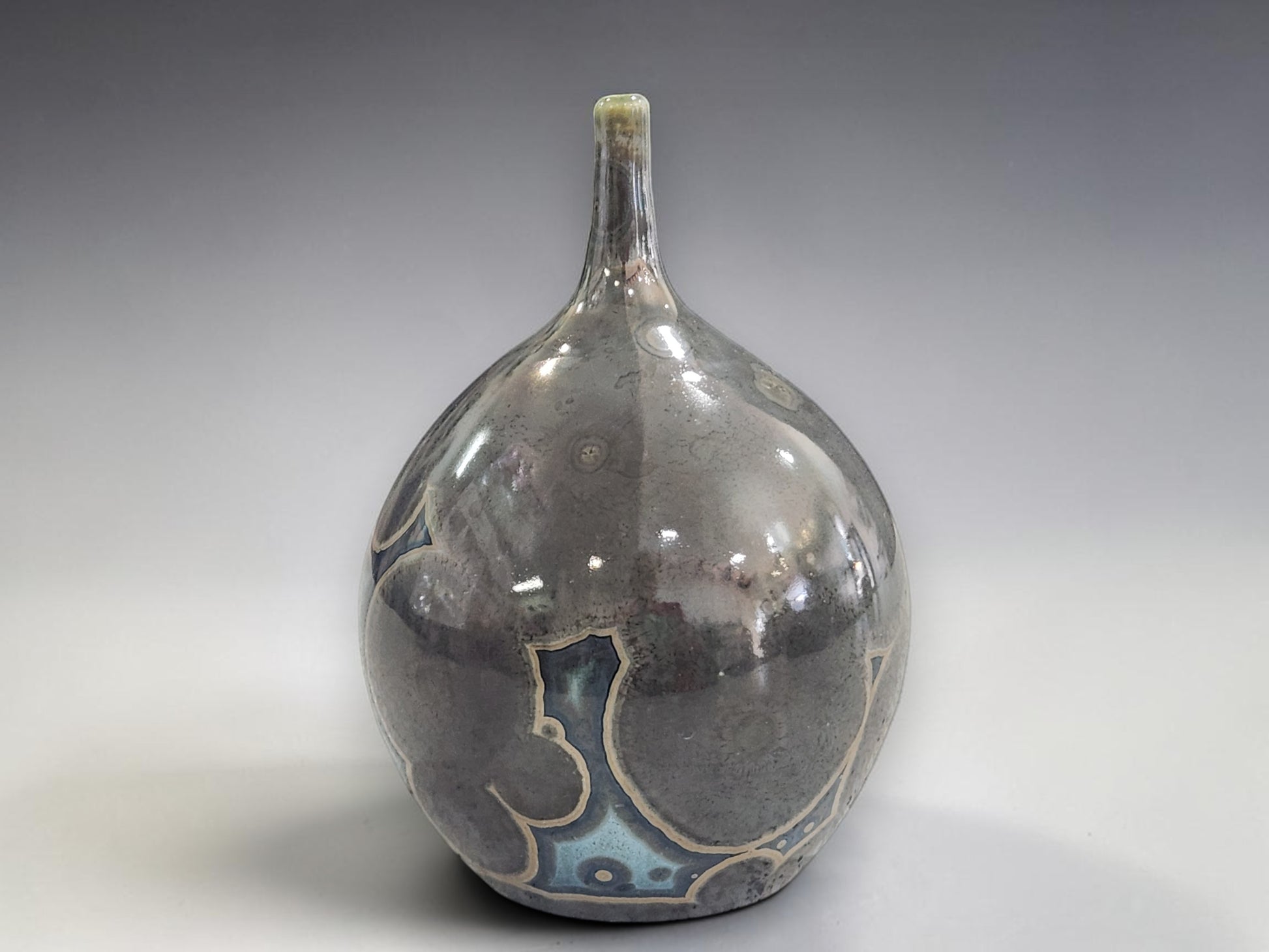 Handmade experimental bud vase with flowing crystalline glaze