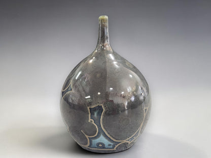 Handmade experimental bud vase with flowing crystalline glaze