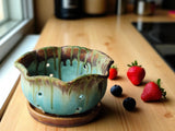 Handmade rustic berry bowl with saucer – Melbourne pottery