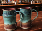 Handmade ceramic beer stein with rustic glaze