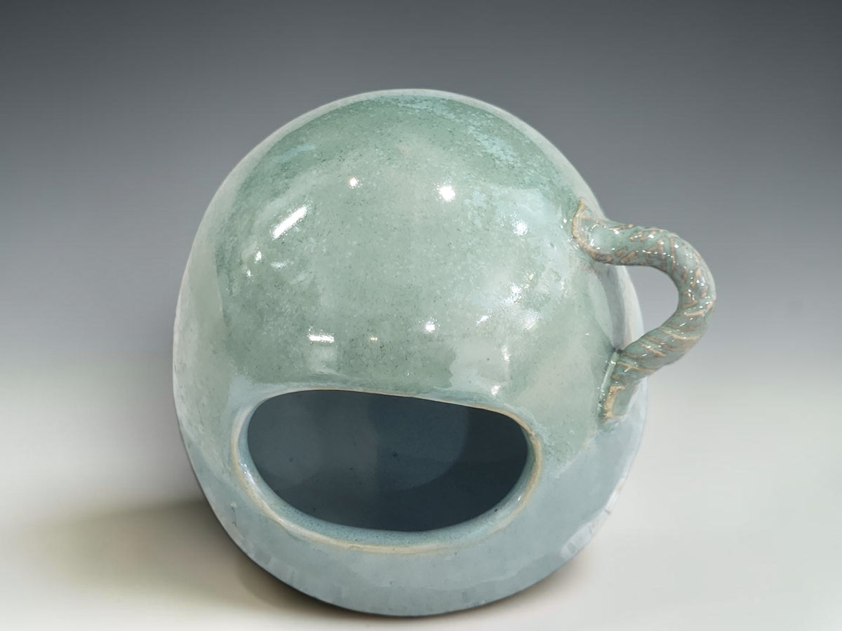 Seafoam green pottery salt cellar for flaky salt, sea salt and everyday kitchen cooking