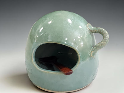 Ceramic salt pig handmade in Melbourne with food-safe glaze and natural handmade variation