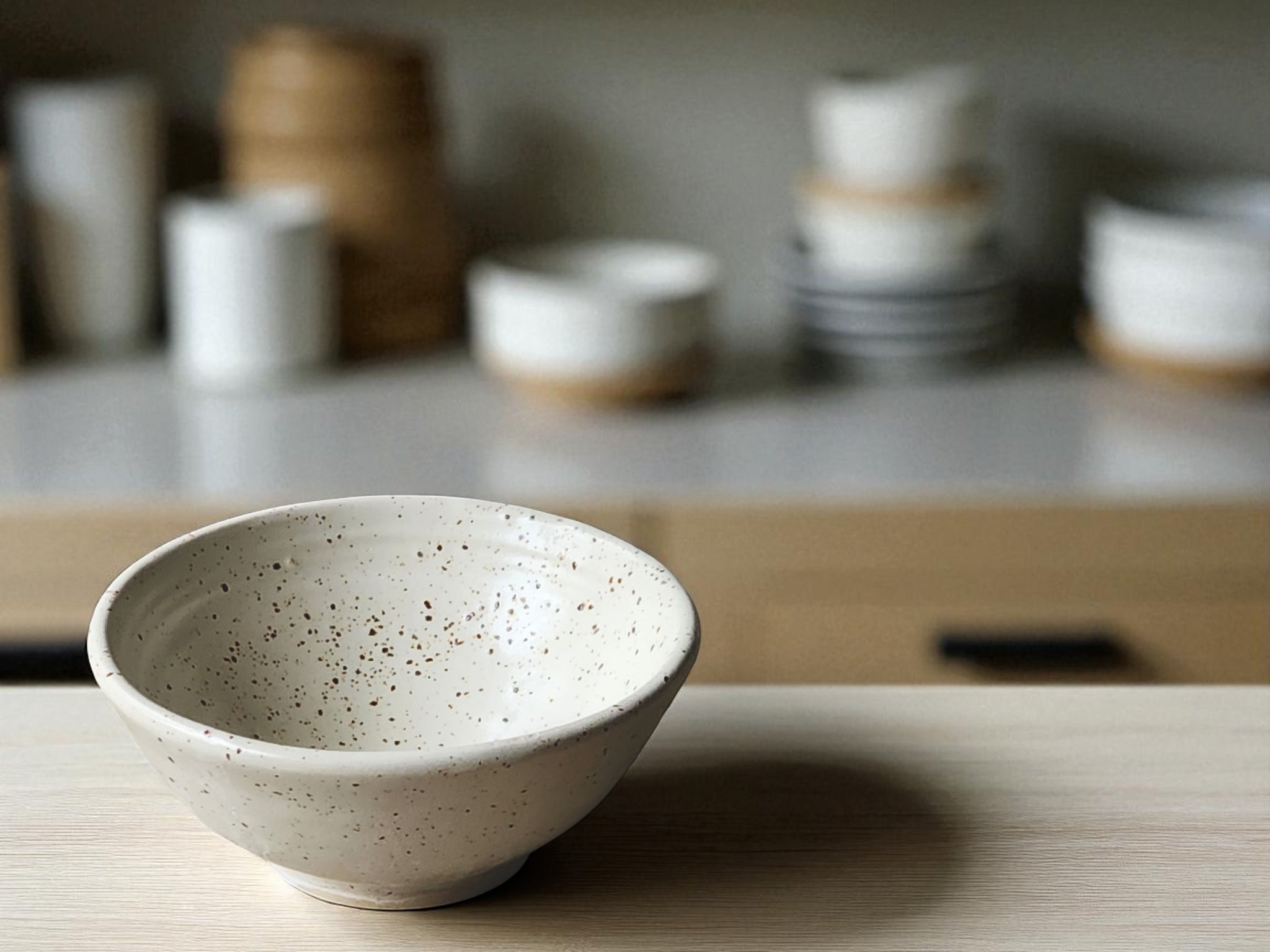 Small handmade ceramic bowl – speckled buttermilk glaze