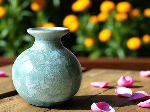 One-of-a-kind crystalline ceramic flower vase