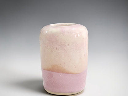 Handmade two-tone pink bud vase measuring 9.5 cm tall