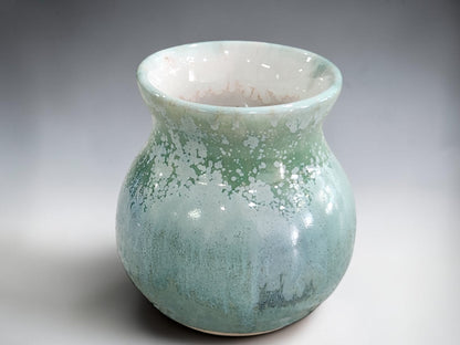 Australian handmade pottery vase with a rounded 8 cm belly