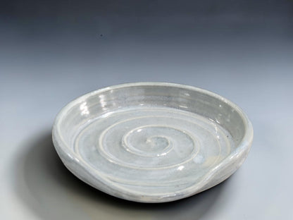 Soft grey blue ceramic spoon rest for wooden spoons spatulas and kitchen utensils