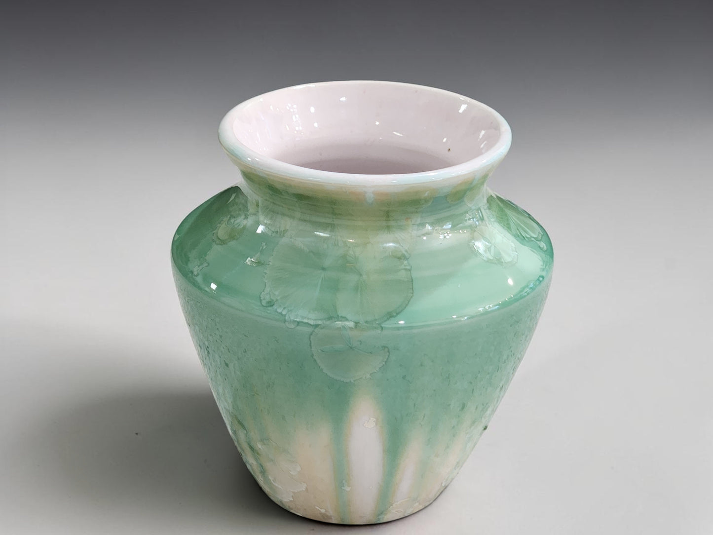Australian handmade ceramic bud vase in soft seafoam glaze