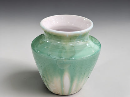 Australian handmade ceramic bud vase in soft seafoam glaze