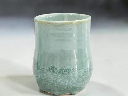 Australian handmade coffee mugs with textured spearmint glaze