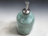 Australian handmade pottery olive oil dispenser with stainless steel pourer