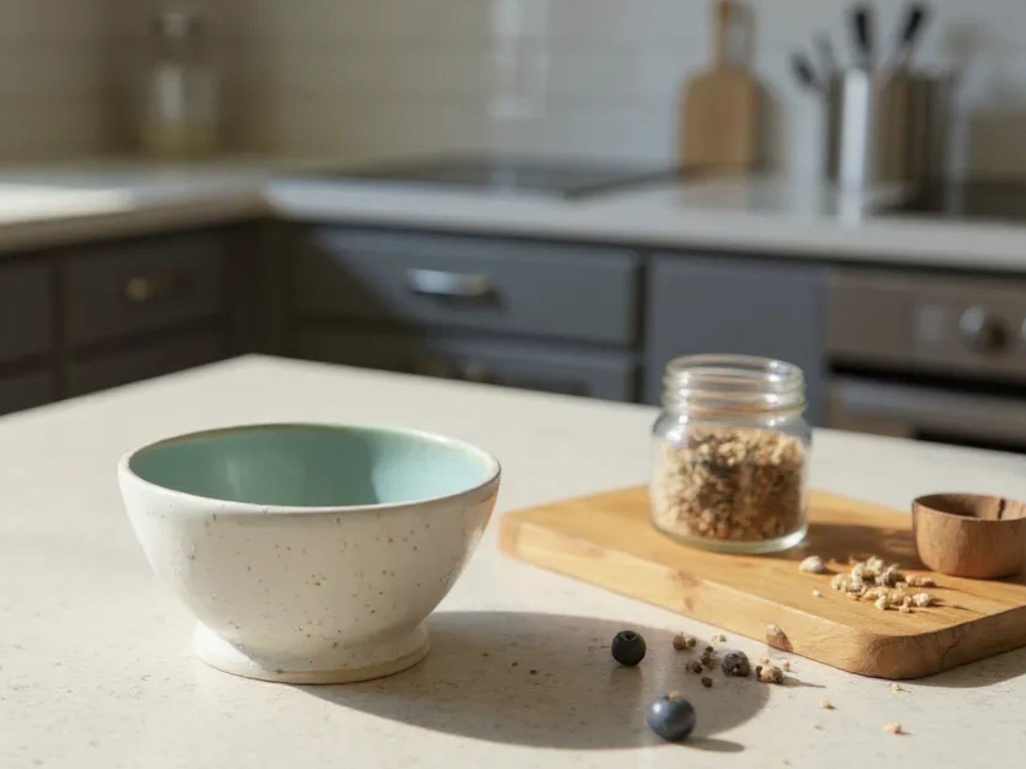 Handmade ceramic trinket bowl in speckled cream glaze