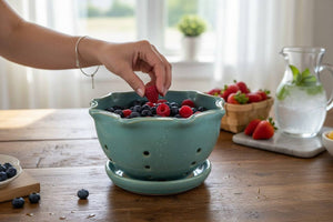 Spearmint green handmade berry bowl made in our Melbourne studio