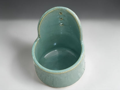 Wheel thrown ceramic herb stripper in spearmint green