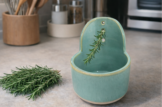 Handmade ceramic herb stripper bowl in spearmint glaze made in Melbourne