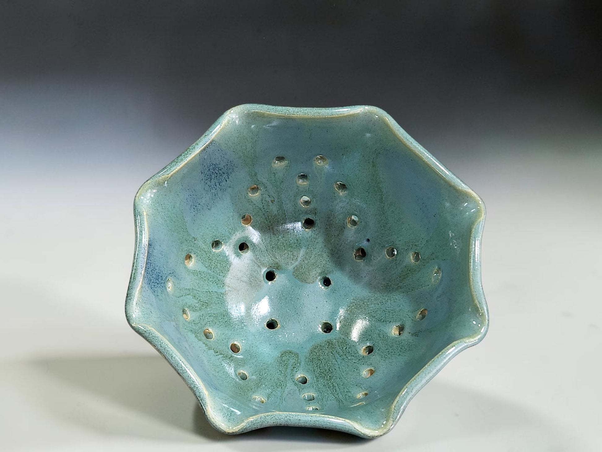 Handmade stoneware berry bowl for rinsing and serving fruit