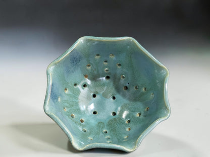 Handmade stoneware berry bowl for rinsing and serving fruit