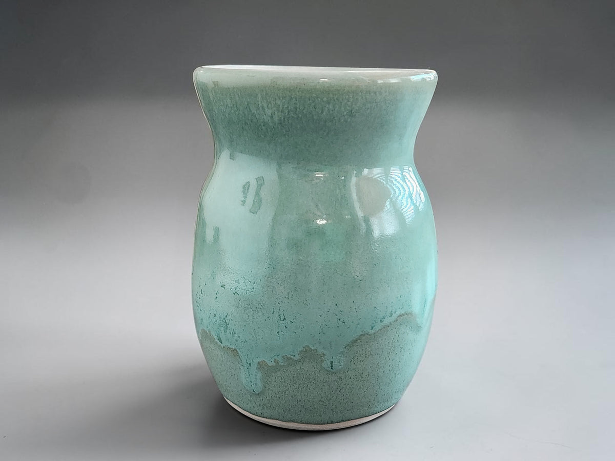 Small turquoise pottery bud vase handmade in Melbourne Australia
