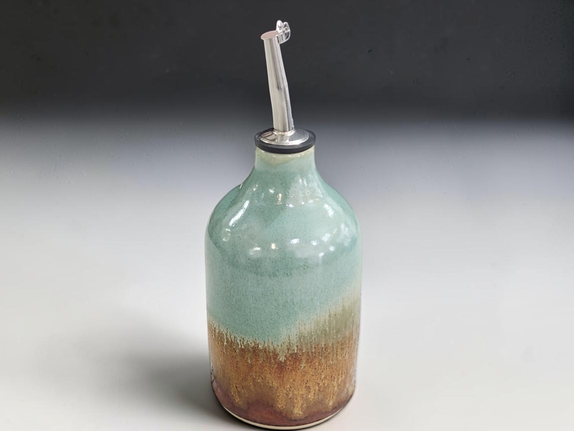 Australian stoneware olive oil dispenser handmade by Buxton Pottery Melbourne