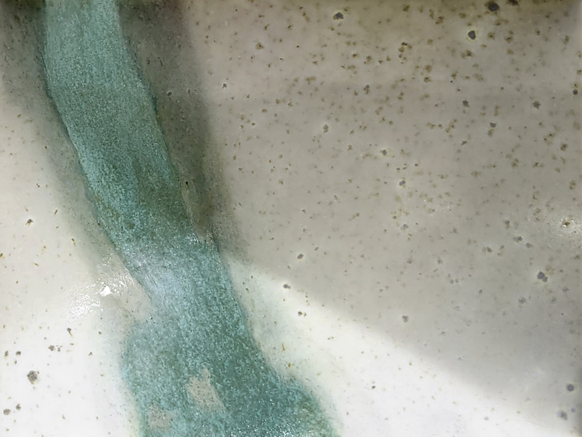 Australian handmade pottery dessert and noodle bowl - close up of glaze
