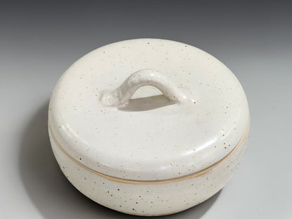 Handmade pottery storage bowl with lid
