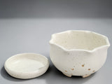 Speckled cream pottery colander bowl handmade in Melbourne Australia