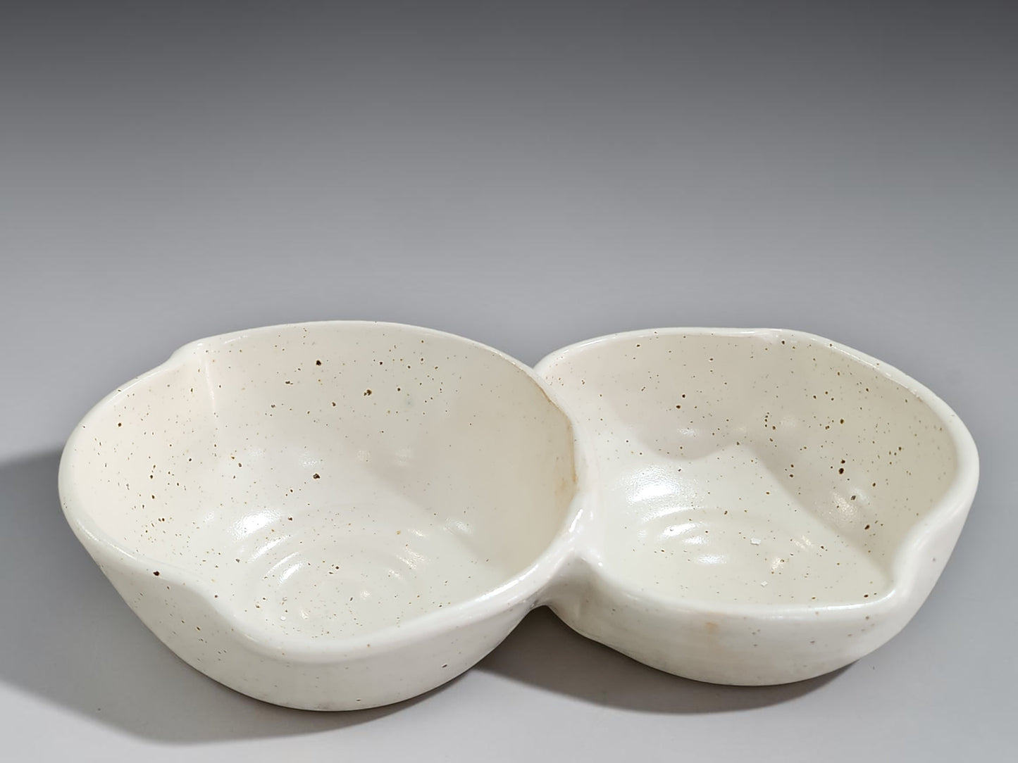 Divided serving bowl with chips and mixed nuts