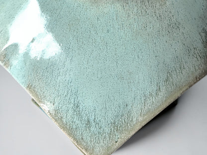 Close-up of the glaze on the underside of a One-of-a-kind handmade ceramic platter Melbourne