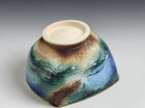 pottery bowl with ash glaze rim rustic handmade ceramics