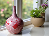 Handmade red crystalline bud vase