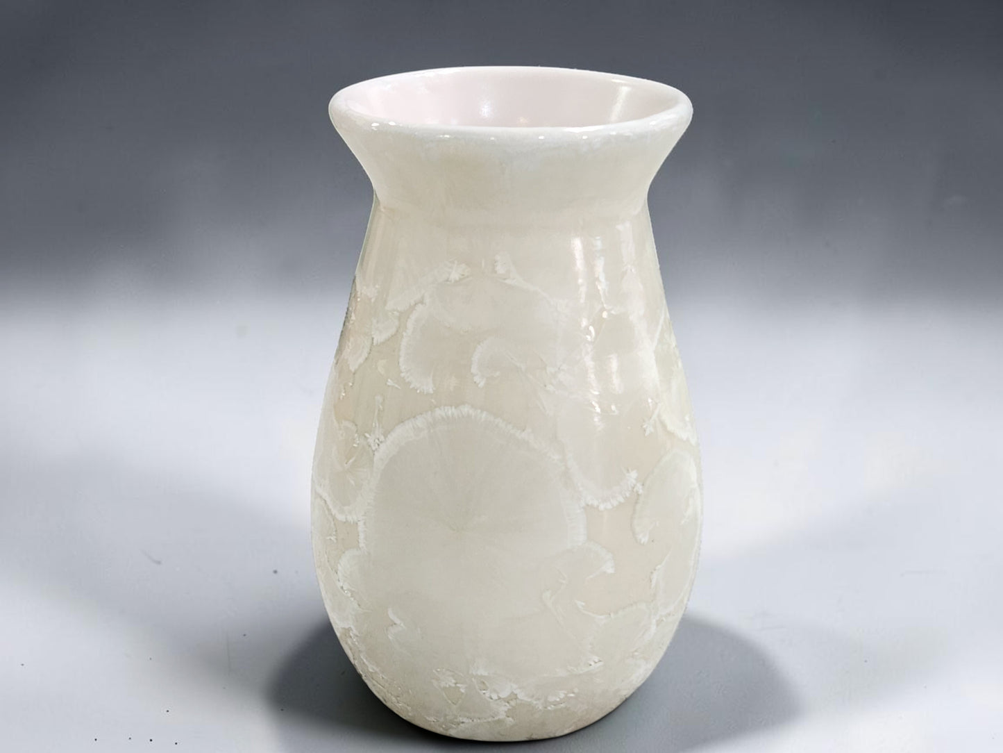 Handmade white crystalline vase made in Melbourne Australia