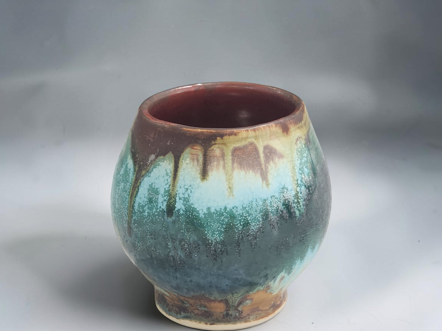 Handcrafted pottery tumbler with organic Bush Creek Earth glaze food-safe ceramic cup