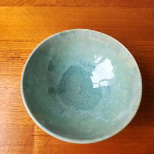 Handmade pottery serving bowl- seafoam greens