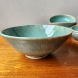 Handmade pottery serving bowl- seafoam greens