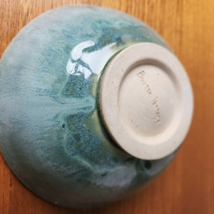 Handmade pottery serving bowl- seafoam greens