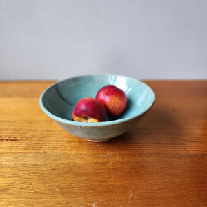 Handmade pottery serving bowl- seafoam greens